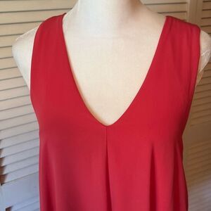 Ann Taylor Loft Womens Orange Top, Size Medium, Sleeveless, Lined, Flared